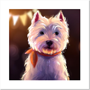 Cute West Highland White Terrier Drawing Posters and Art